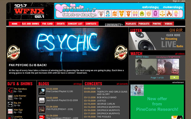 PMCG | WFNX 2008 Redesign