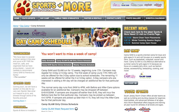 Sports And More | Day Camp Schedule